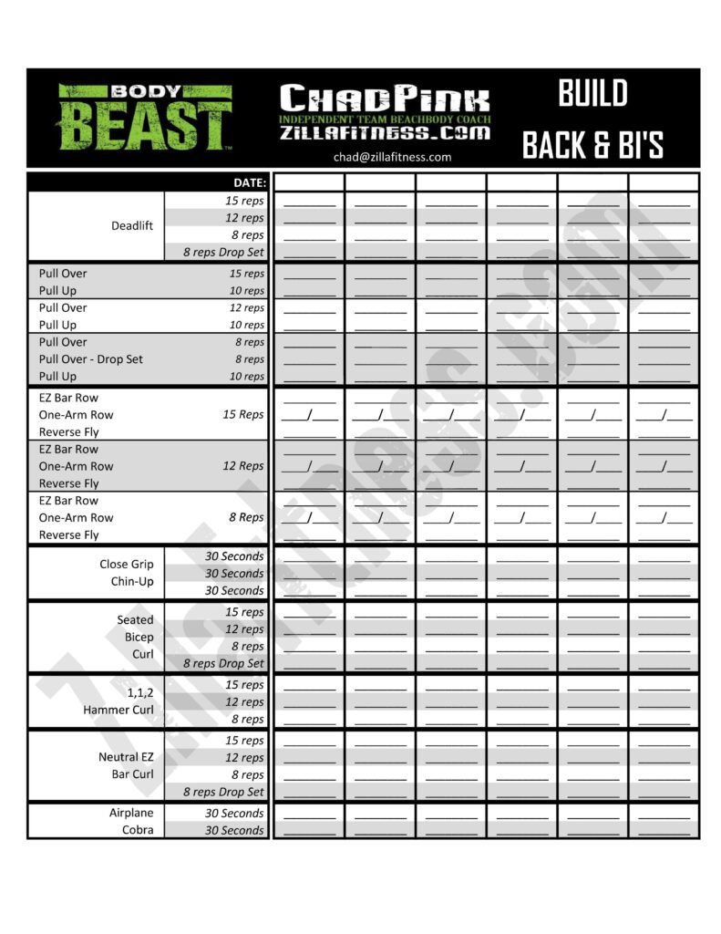 Body Beast Worksheets PDF